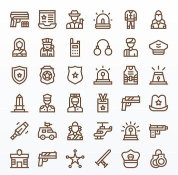 36 Bold Line Icons designed for Police in 256x256 Pixel Optimized format vector