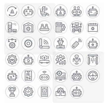 35 Pixel Optimized Regular Line Icons designed for Automation Interface vector