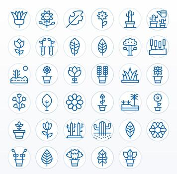 35 Icons inspired by Flora in Pixel Optimized High Resolution Regular Line quality vector