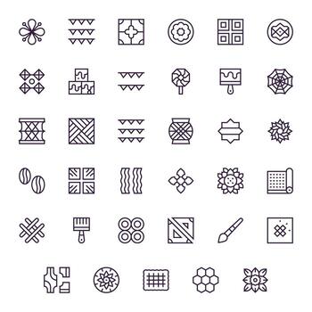 Texture featuring 35 High Resolution Icons in Regular Line Design vector