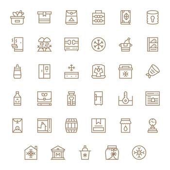 35 Grid Fitted Icons themed around Preservation in High Resolution Regular Line format vector
