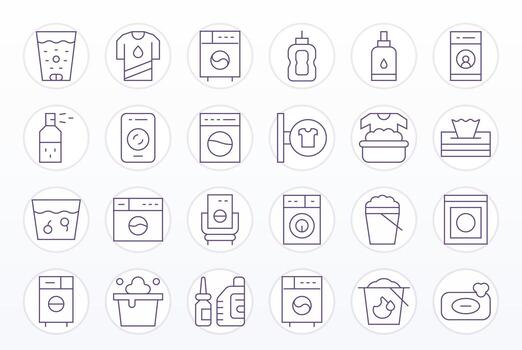 Thin Line Style Detergent Icons with 24 256x256 Editable Designs vector