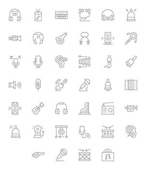 Thin Line Detail Enhanced Icons from Sound Set with 40 High Resolution Icons vector