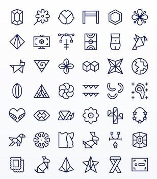42 Regular Line Detail Enhanced Icons tailored for Shape 256x256 interface vector