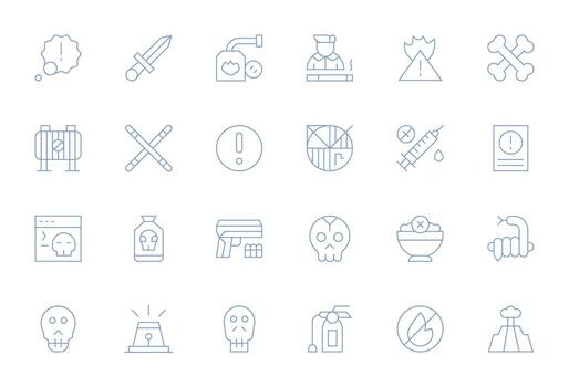 24 Pixel Optimized Thin Line Icons designed for Danger Interface vector