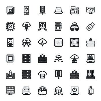 informática exhaustivo haz con 36 cuadrícula equipado negrita línea alto resolución íconos vector