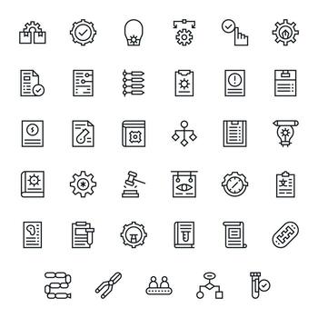 procedimiento último paquete con 35 retina Listo regular línea monitor Perfecto íconos vector