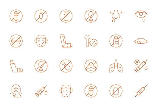 alergia icono caja de herramientas presentando 24 cuadrícula equipado 256x256 Delgado línea elementos vector