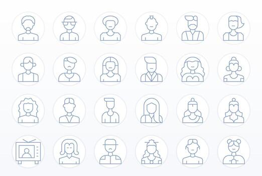 24 High Resolution Thin Line PIXEL Perfect Icons for Avatar Projects vector