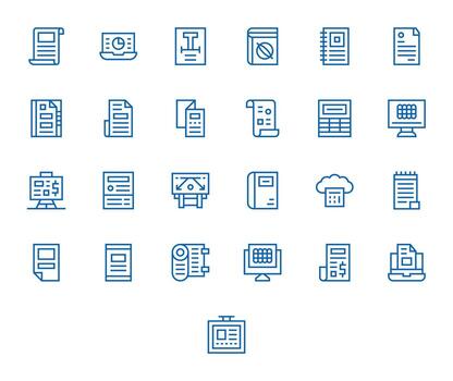 25 256x256 Regular Line Icons for Spreadsheet with Pixel Optimized precision vector