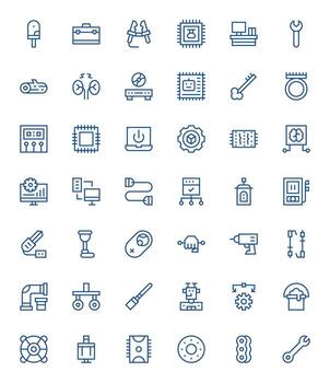 42 Icons for Hardware featuring 64x64 Editable Regular Line Graphics vector