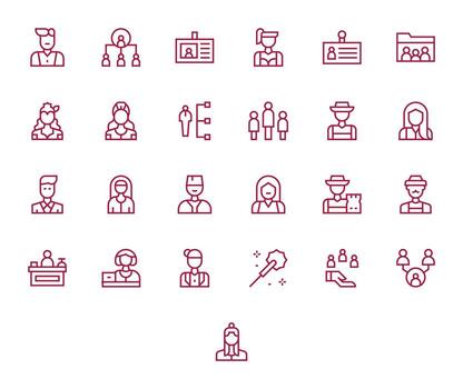 25 64x64 Regular Line Icons optimized for Staff Display Perfect display vector