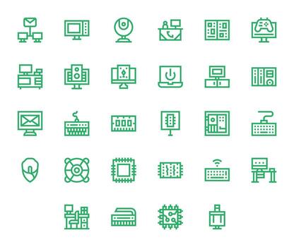 Pc Icon Set with 28 Bold Line 256x256 Display Perfect Graphics vector