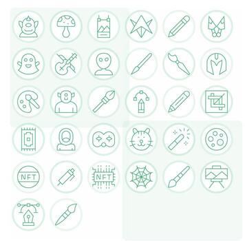 32 íconos para digital Arte optimizado en píxel alineado retina Listo Delgado línea resolución vector