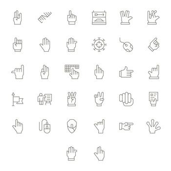 32 64x64 Pixel Aligned Icons for Pointing in Thin Line Theme vector