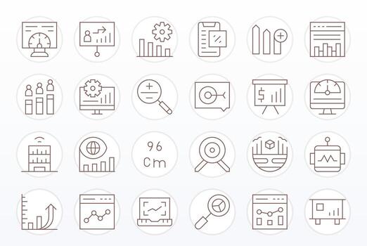 24 cuadrícula equipado Delgado línea íconos desde métrica colección vector