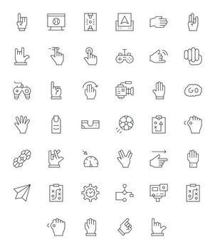 Action Icon Collection featuring 40 Editable High Resolution Thin Line Designs vector