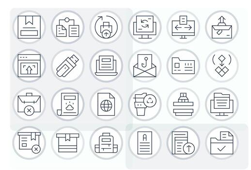 Digital File Premium Bundle with 24 Retina Ready Editable Thin Line Icons vector