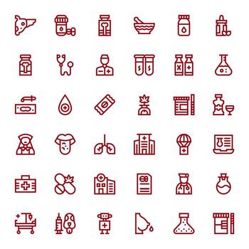 medicina icono caja de herramientas presentando 36 editable alto resolución negrita línea elementos vector