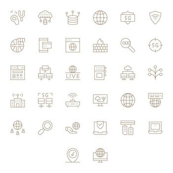 Internet Modern Collection with 32 Thin Line 256x256 Pixel Aligned Icons vector