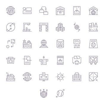 Export PIXEL Perfect Set with 32 256x256 Thin Line Icons vector