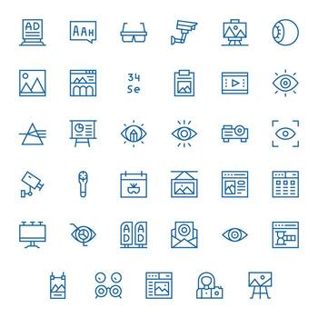 35 Display Perfect 64x64 Icons for Visual in elegant Regular Line design vector