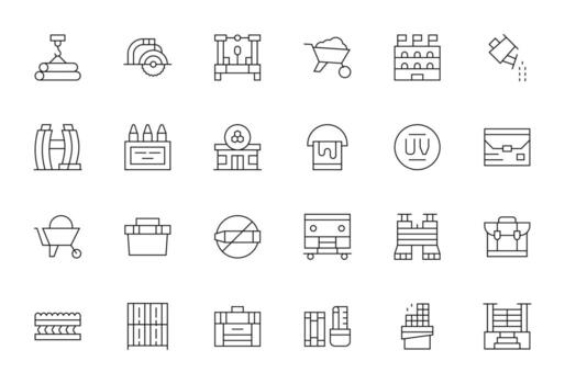 24 Pixel Optimized Thin Line Icons from Materials Collection vector