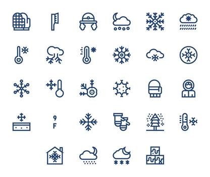 Frost Complete Package with 28 Retina Ready Bold Line Pixel Optimized Icons vector