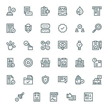 Confirmation Icon Set with 35 Regular Line 64x64 Editable Graphics vector