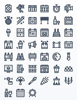 45 Bold Line Icons designed for Event in High Resolution PIXEL Perfect format vector