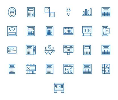 Regular Line Grid Fitted Icons from Numbers Set with 25 High Resolution Icons vector