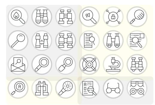 24 Magnifying PIXEL Perfect Icons in High Resolution Thin Line Aesthetic vector