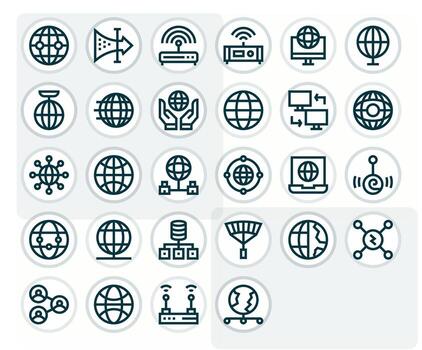 28 128x128 Bold Line Icons for Network Connection with Display Perfect precision vector