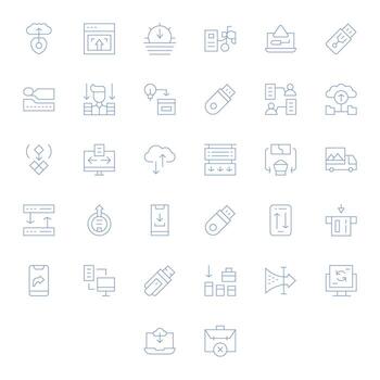 32 Thin Line PIXEL Perfect Icons crafted for File Transfer 64x64 applications vector