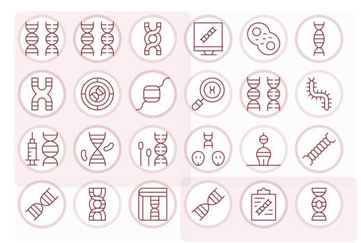 Chromosome featuring 24 High Resolution Icons in Thin Line Design vector