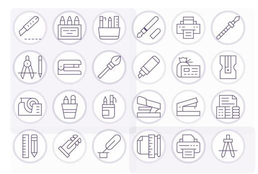 Thin Line Pixel Optimized Icons from Stationery Set with 24 Retina Ready Icons vector