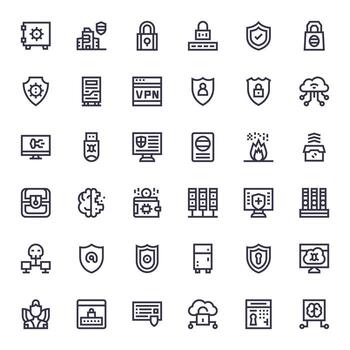 la seguridad cibernética icono conjunto con 36 negrita línea retina Listo editable gráficos vector