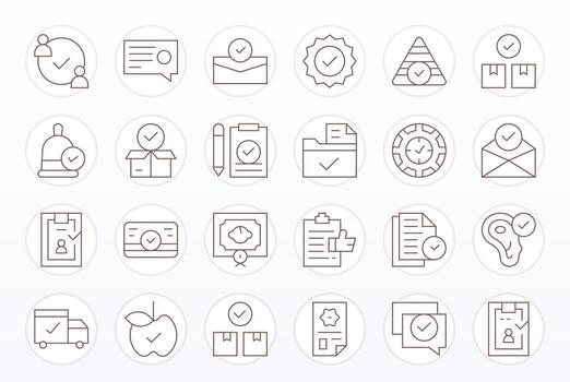 Accepted Complete Package with 24 256x256 Thin Line Pixel Optimized Icons vector