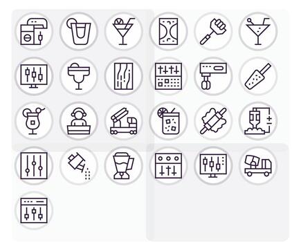 Mixer Scalable Set featuring 25 Display Perfect Regular Line High Resolution Icons vector