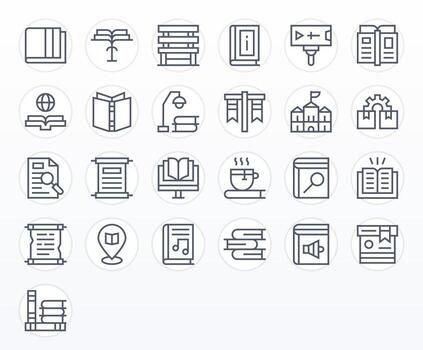 Library Complete Package with 25 128x128 Regular Line Editable Icons vector