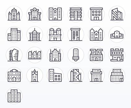 25 Icons for Apartment Building featuring Retina Ready Pixel Optimized Regular Line Graphics vector
