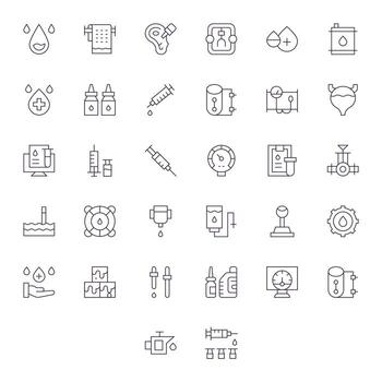 fluido icono conjunto con 32 Delgado línea retina Listo píxel optimizado gráficos vector