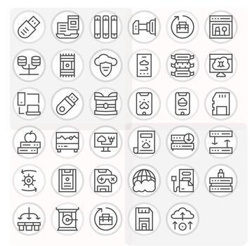 35 64x64 Regular Line Display Perfect Icons for Backup Projects vector
