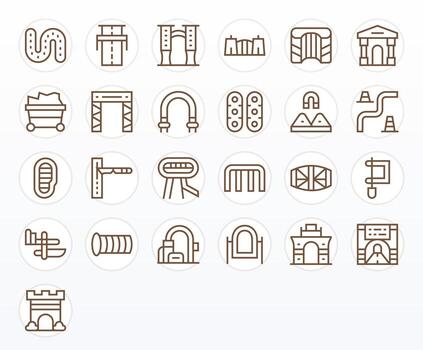 25 íconos para túnel presentando 256x256 píxel Perfecto regular línea gráficos vector