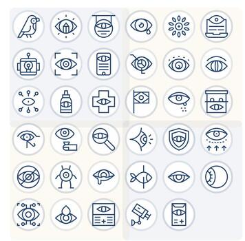 Eye Modern Collection with 35 Regular Line 256x256 Pixel Optimized Icons vector
