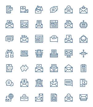 42 Icons for Inbox featuring 256x256 Display Perfect Regular Line Graphics vector