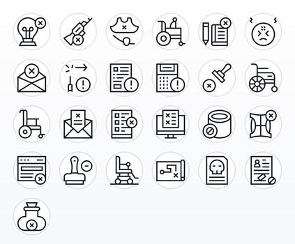 25 Regular Line Icons designed for Invalid in High Resolution Display Perfect format vector