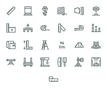 25 Regular Line Display Perfect High Resolution Icons from Height Suite vector