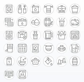 32 128x128 Icons for Capacity in Detail Enhanced Thin Line Format vector