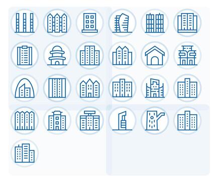 condominio escalable conjunto presentando 25 píxel optimizado regular línea retina Listo íconos vector